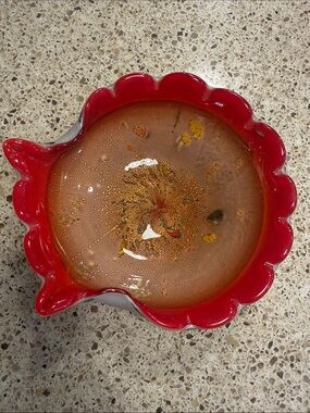 Vintage hand blown Murano style art glass bowl